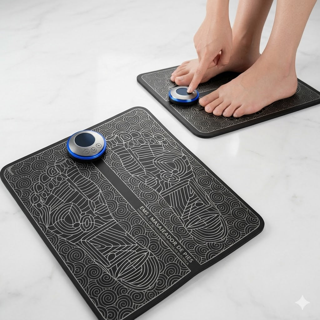 Masajeador EMS de Pies – Tapete Eléctrico con 6 Modos y 9 Intensidades | Alivia el Dolor y Activa la Circulación | Recargable USB