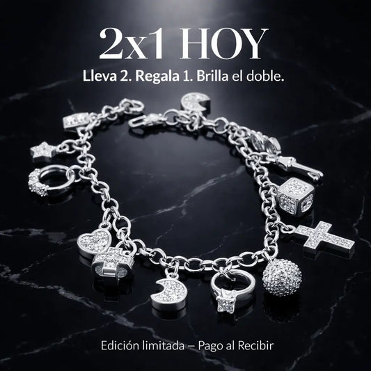 Pulsera Plateada de 13 Dijes para Mujer – Accesorio Elegante y Llamativo, Regalo Ideal para Cumpleaños o Aniversario