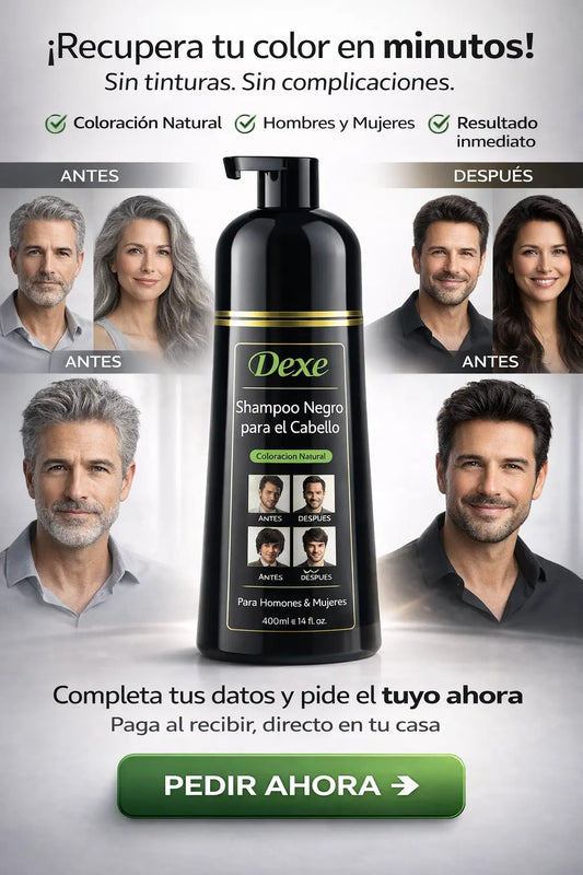Shampoo Cubre Canas Instantáneo – Coloración Natural Sin Tintura para Hombre y Mujer – Oscurece el Cabello en Minutos con Efecto Duradero