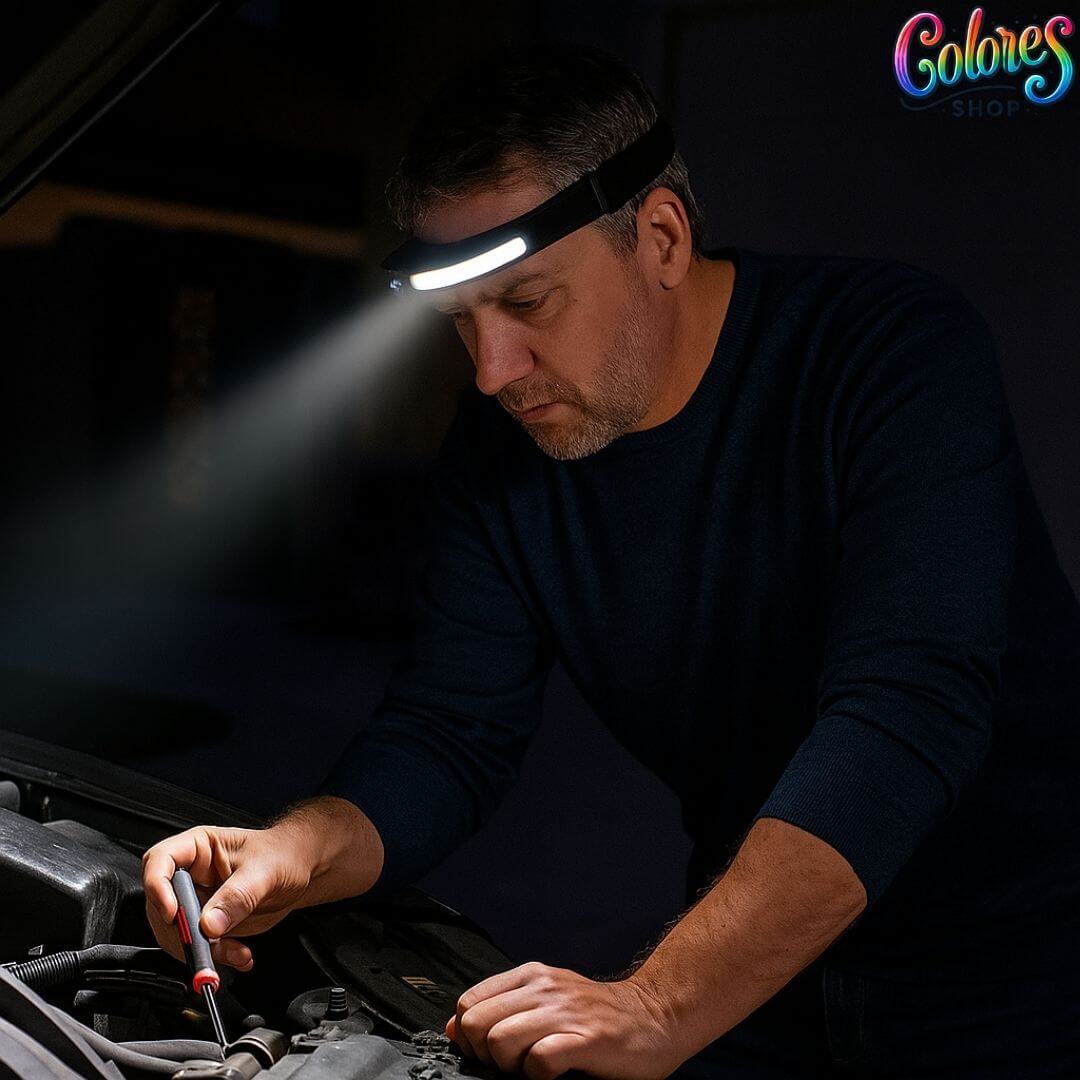 Linterna Frontal LED 230° Recargable con Sensor de Movimiento – Ilumina Todo Sin Complicaciones