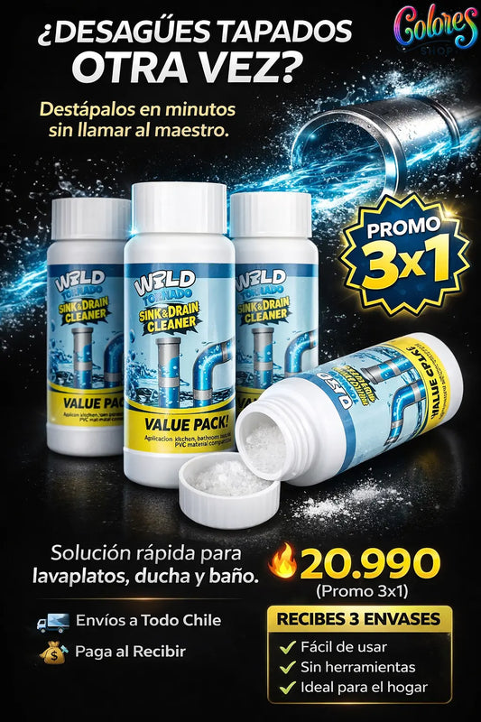 Destapador de Desagüe Instantáneo – Elimina Atascos en Segundos, Potente y Seguro para Cocina, Baño e Inodoro