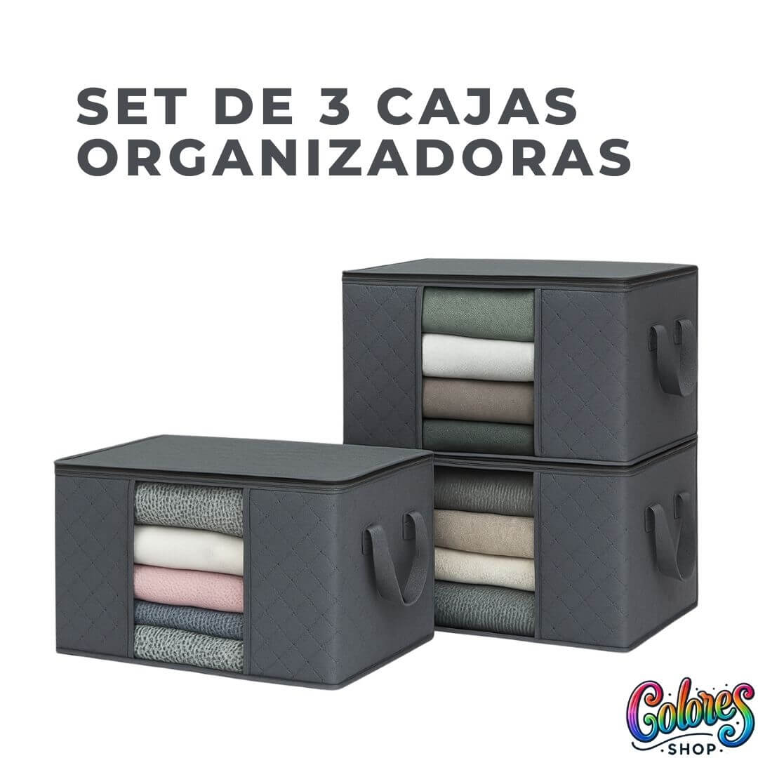 Set de 3 Cajas Organizadoras de Ropa 60L – Orden y Ahorro de Espacio para Tu Hogar