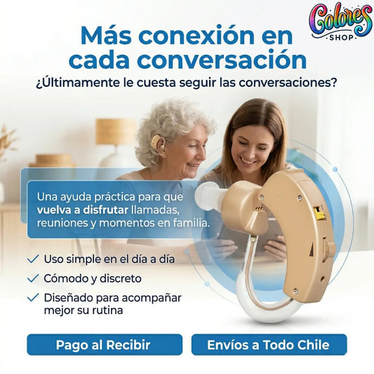 HearMax™ Audífono Amplificador de Sonido – Diseño Discreto y Ajustable para Personas con Dificultades Auditivas