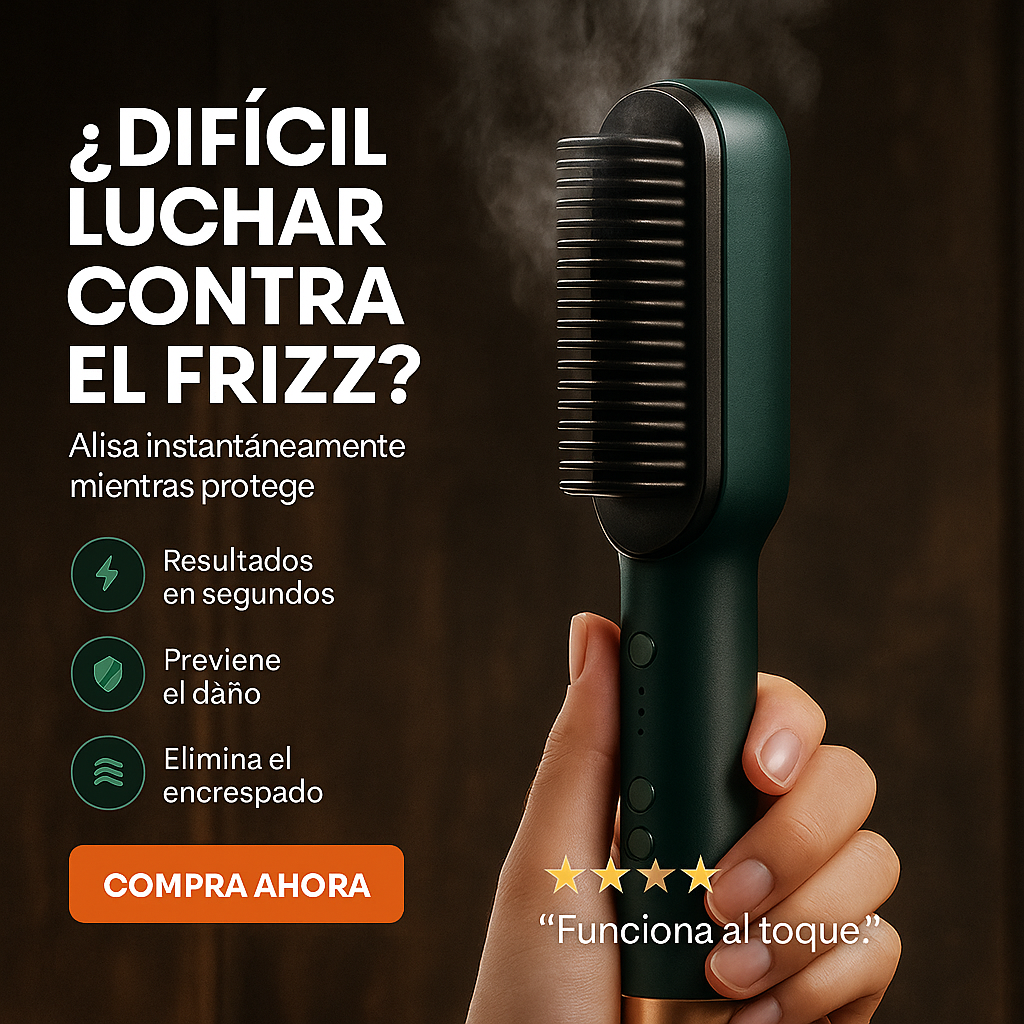 Cepillo Alisador de Cabello Eléctrico – Alisa rápido sin frizz, cuida tu cabello del calor y ahorra tiempo cada mañana