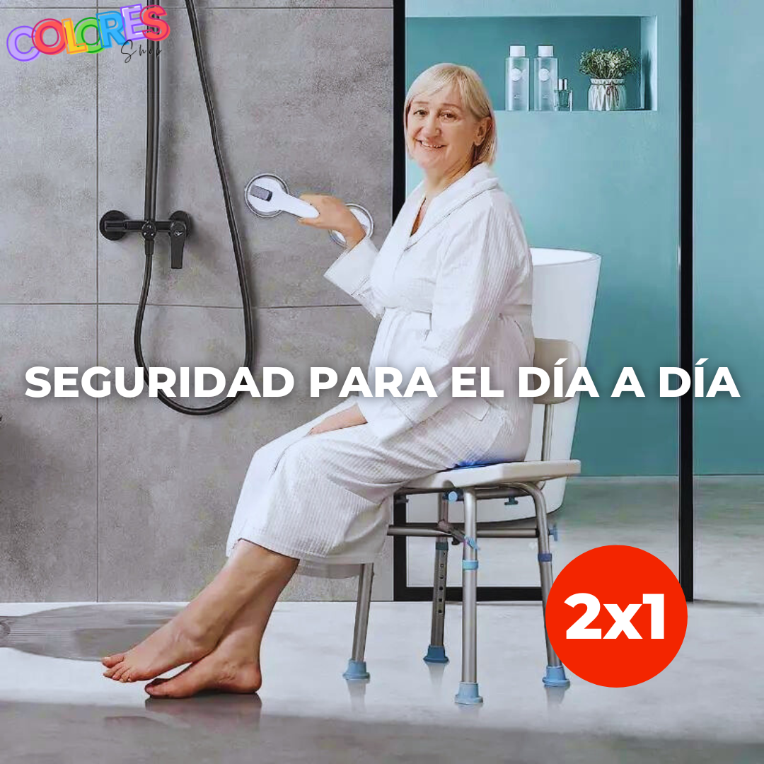 Manilla de Seguridad para Baño (2x1) – Soporte Antideslizante para Personas Mayores y Embarazadas, Instalación sin Herramientas