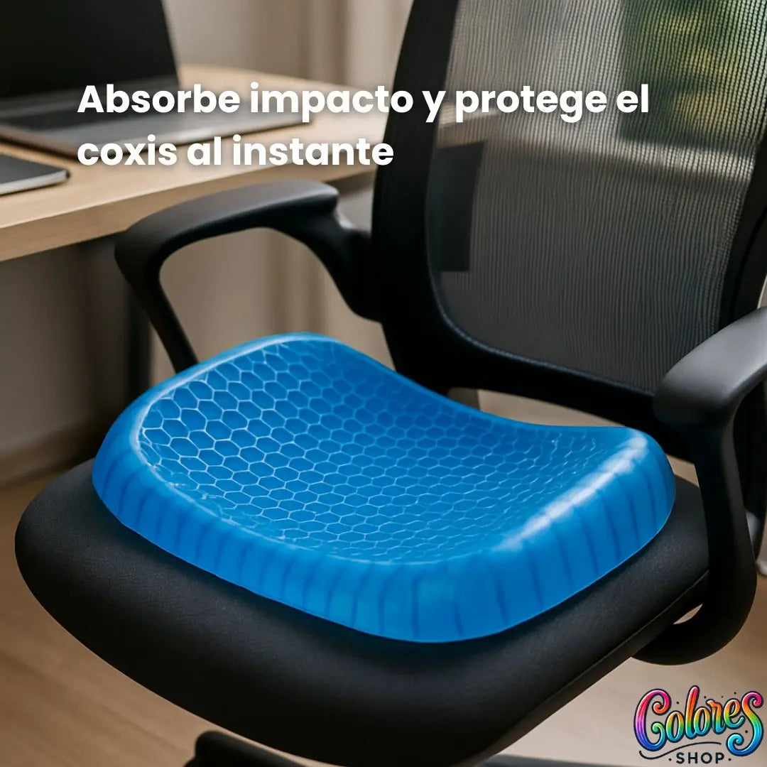 Cojín de Gel Tipo Panal Para Sentarse — Reduce Dolor de Coxis y Permite Estar Sentado Más Tiempo Sin Molestia