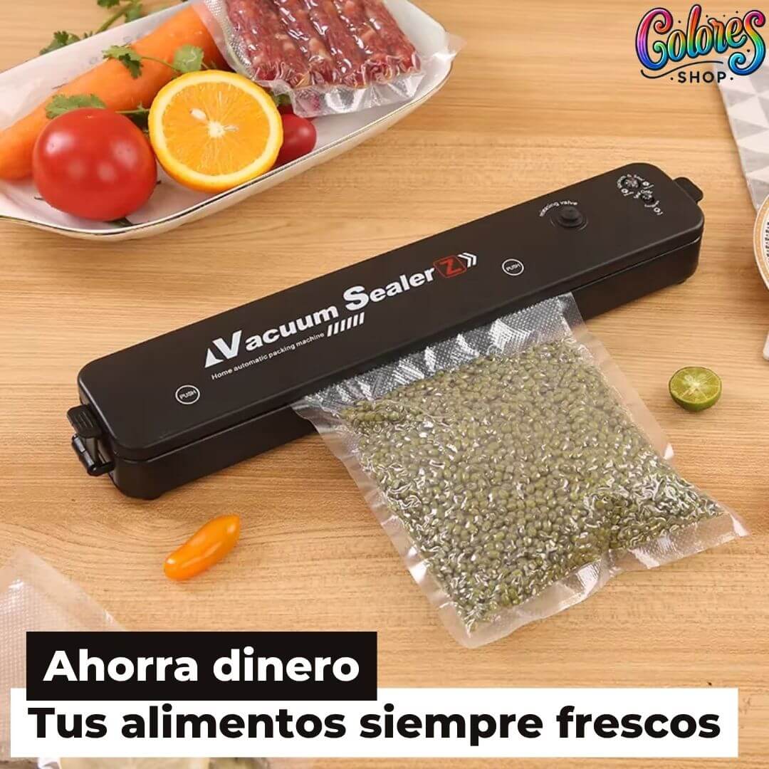 Sellador al Vacío + Bolsas de Regalo - Mantén tus alimentos frescos hasta 5 veces más | Ahorro garantizado