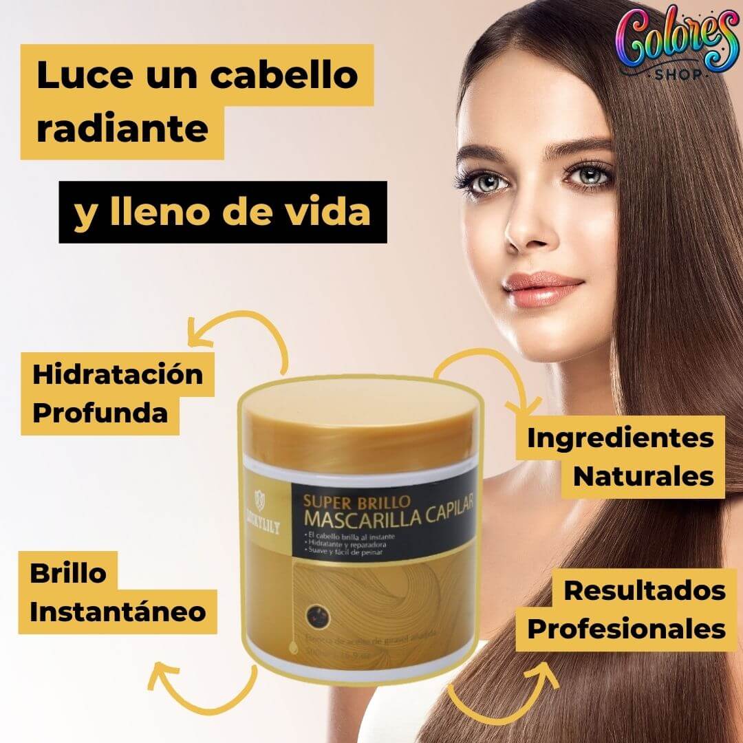 Mascarilla Capilar Super Brillo con Aceite de Girasol - Hidrata, Revitaliza y Protege Todo Tipo de Cabello (500ml)