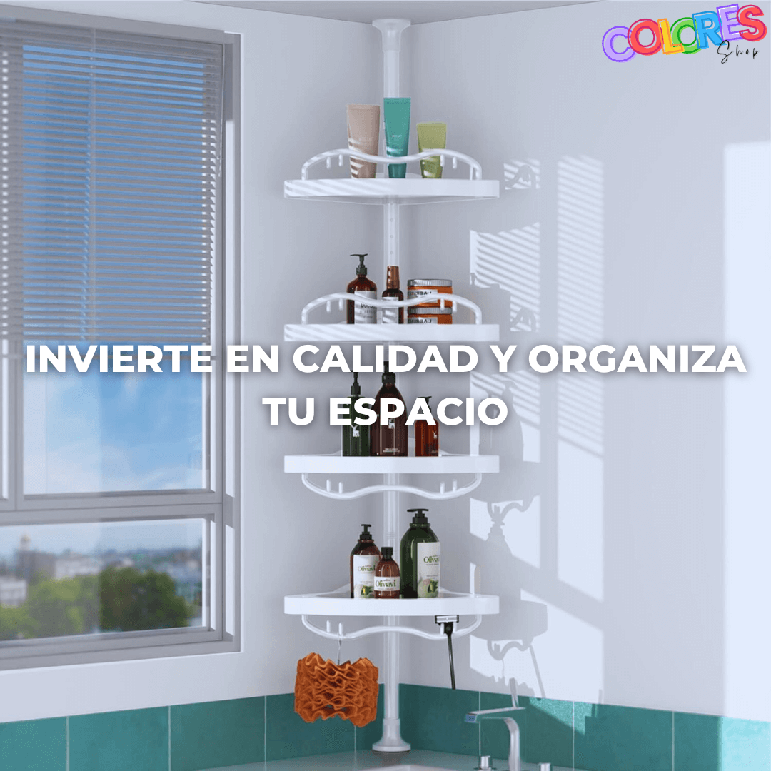 Esquinero de Ducha Multiuso, Organizador de 4 Niveles, Acero Inoxidable y Plástico ABS, Fácil Instalación, Resistente a la Humedad y Óxido.