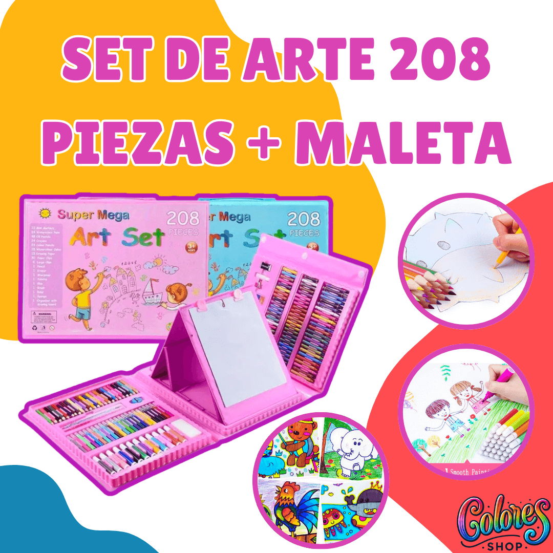 Set de Arte Infantil de 208 Piezas - No Tóxico, Seguro y Completo para Pintura y Dibujo - Ideal para Niños Creativos