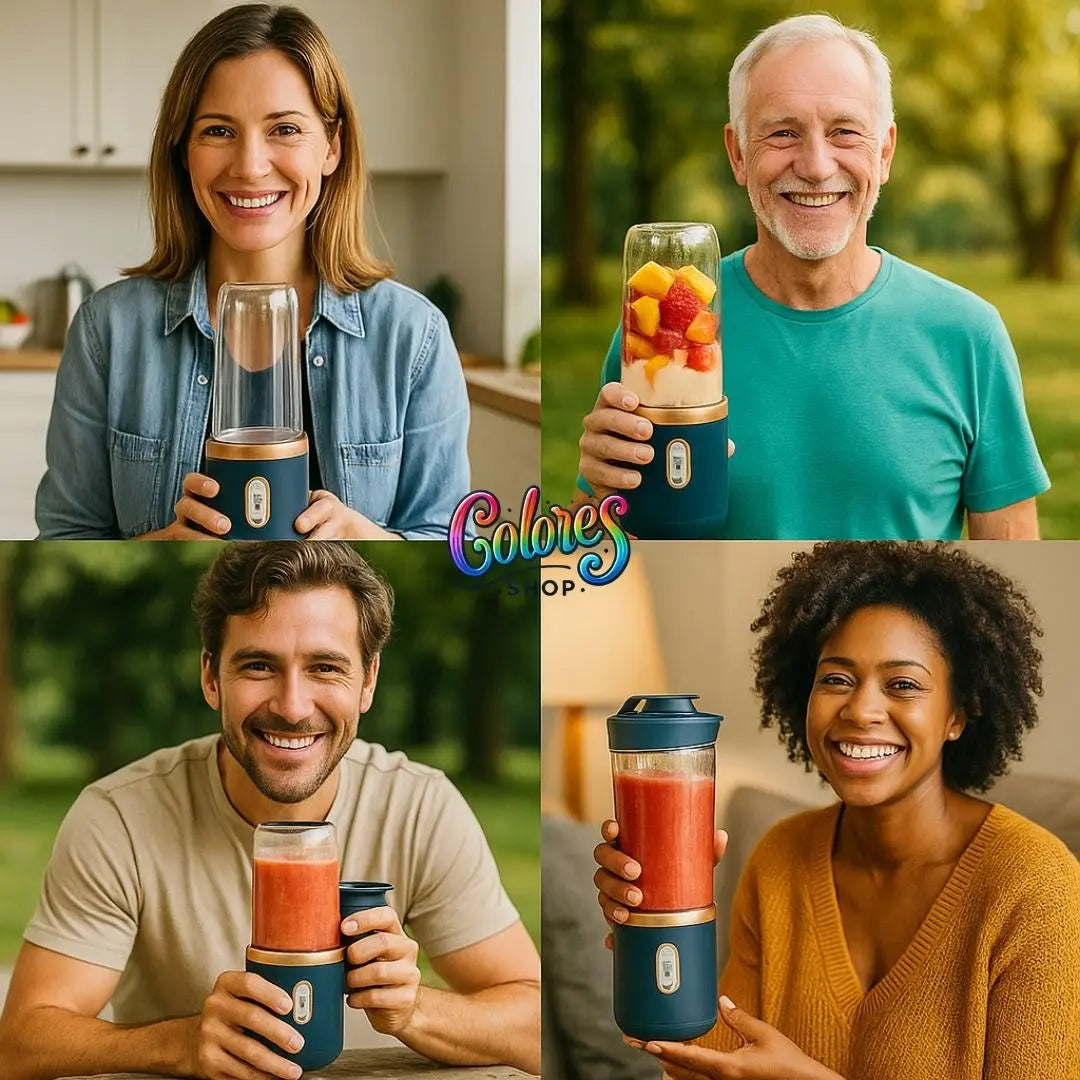 Batidora Portátil USB Recargable de 400ml con 2 Vasos – Smoothies y Batidos al Instante, Fácil de Limpiar y Llevar a Todas Partes