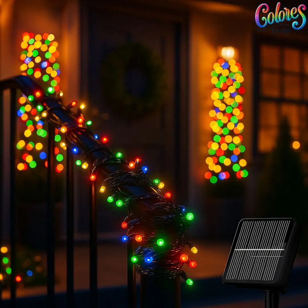 Luces LED Solares de 10 Metros para Exterior – Iluminación Cálida y Duradera Todo el Año, Ideal para Jardín, Patio y Navidad
