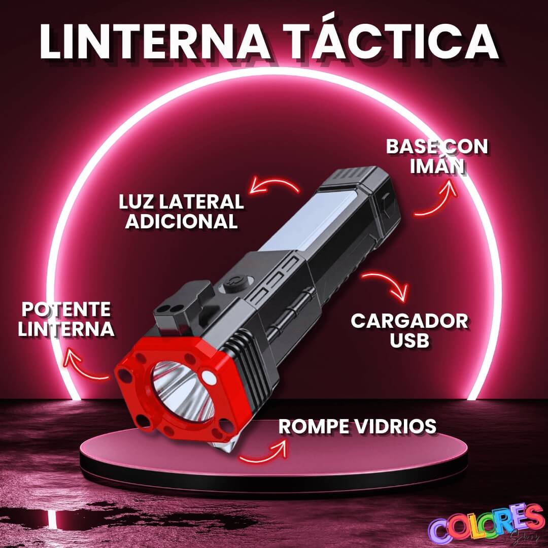 Linterna Táctica Multiuso 4 en 1 - Recargable y de Emergencia (Lite)