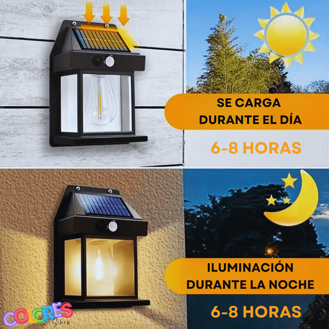 Farol Solar Pack 3x1 para Exteriores con Sensor de Movimiento, Resistente a la Intemperie, Fácil Instalación, Carga Solar Automática