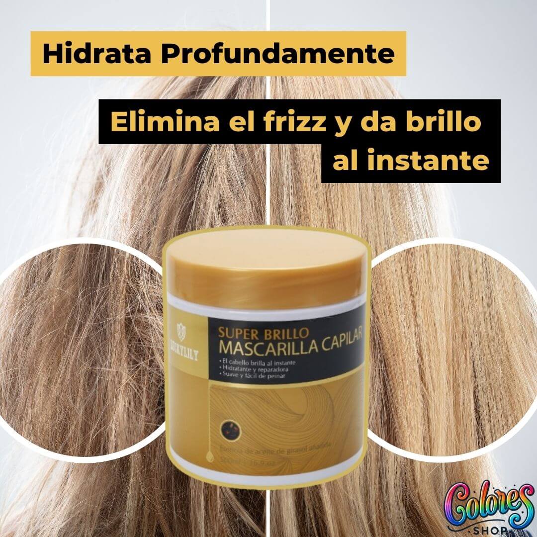 Mascarilla Capilar Super Brillo con Aceite de Girasol - Hidrata, Revitaliza y Protege Todo Tipo de Cabello (500ml)