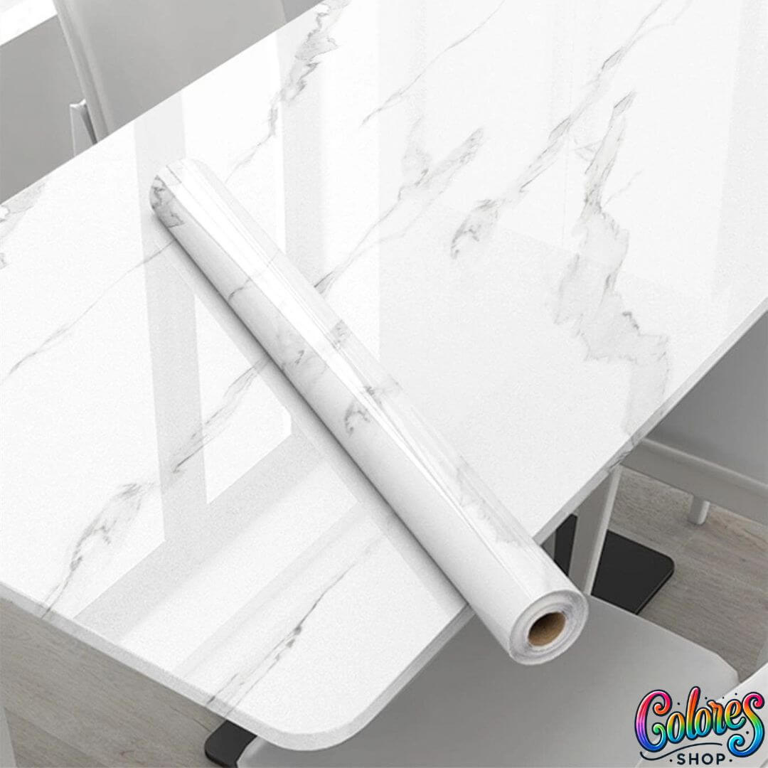 Papel Autoadhesivo de Mármol Impermeable - Renueva Mesones y Muebles Fácilmente - 5 Metros, Instalación Sin Burbujas