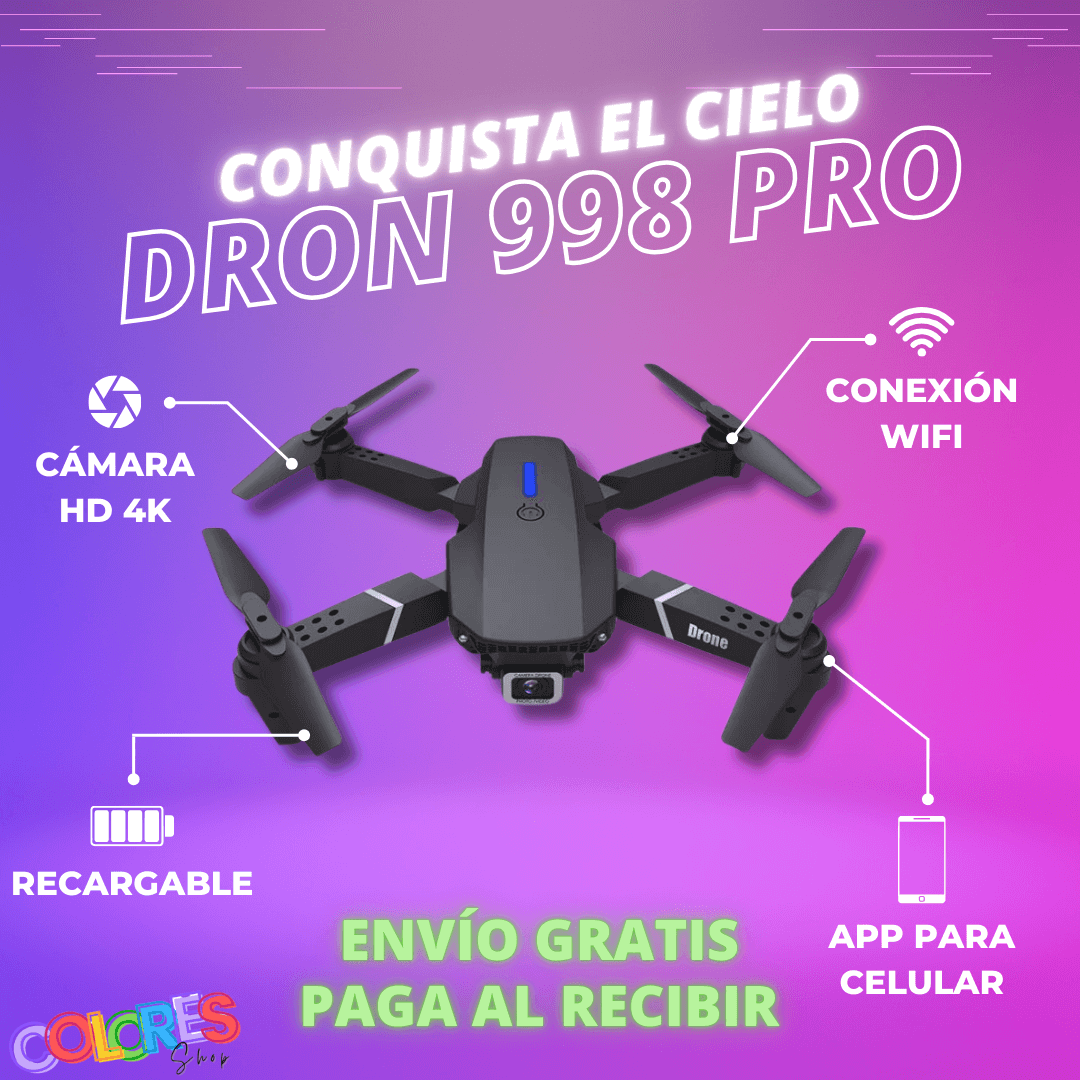 DRON 998 PRO CON CÁMARA FULL HD 4K