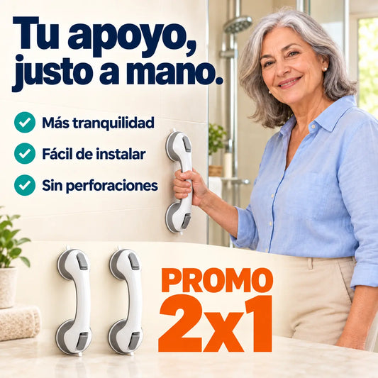 Manilla de Seguridad para Baño (2x1) – Soporte Antideslizante para Personas Mayores y Embarazadas, Instalación sin Herramientas
