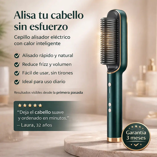 Cepillo Alisador Eléctrico para Cabello y Barba, Alternativa Rápida a la Plancha, Peina y Alisa al Instante, Reduce Encrespamiento, Apto para Cabello Grueso, Delgado y Ondulado